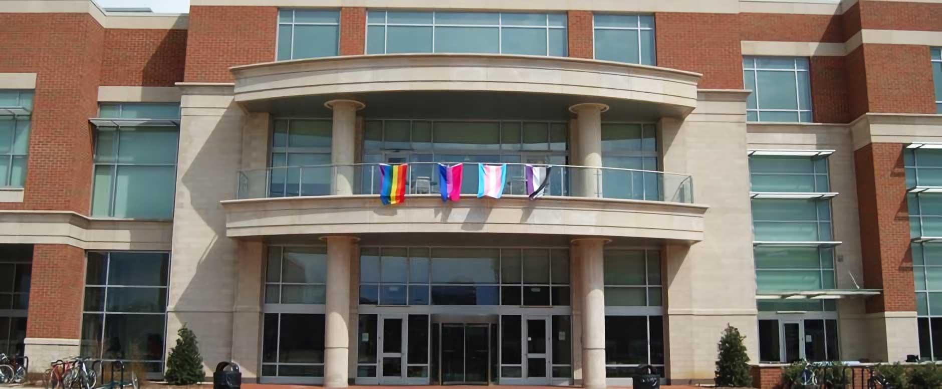 balcony with pride flags