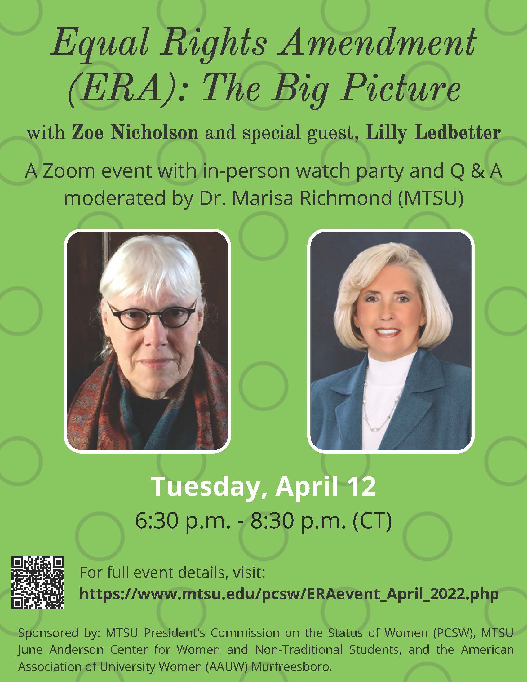 Event flyer for Equal Rights Amendment: The Big Picture. Event is April 12, 2022.