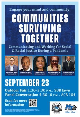 Communities Surviving Together flyer for September 23, 2021 event.