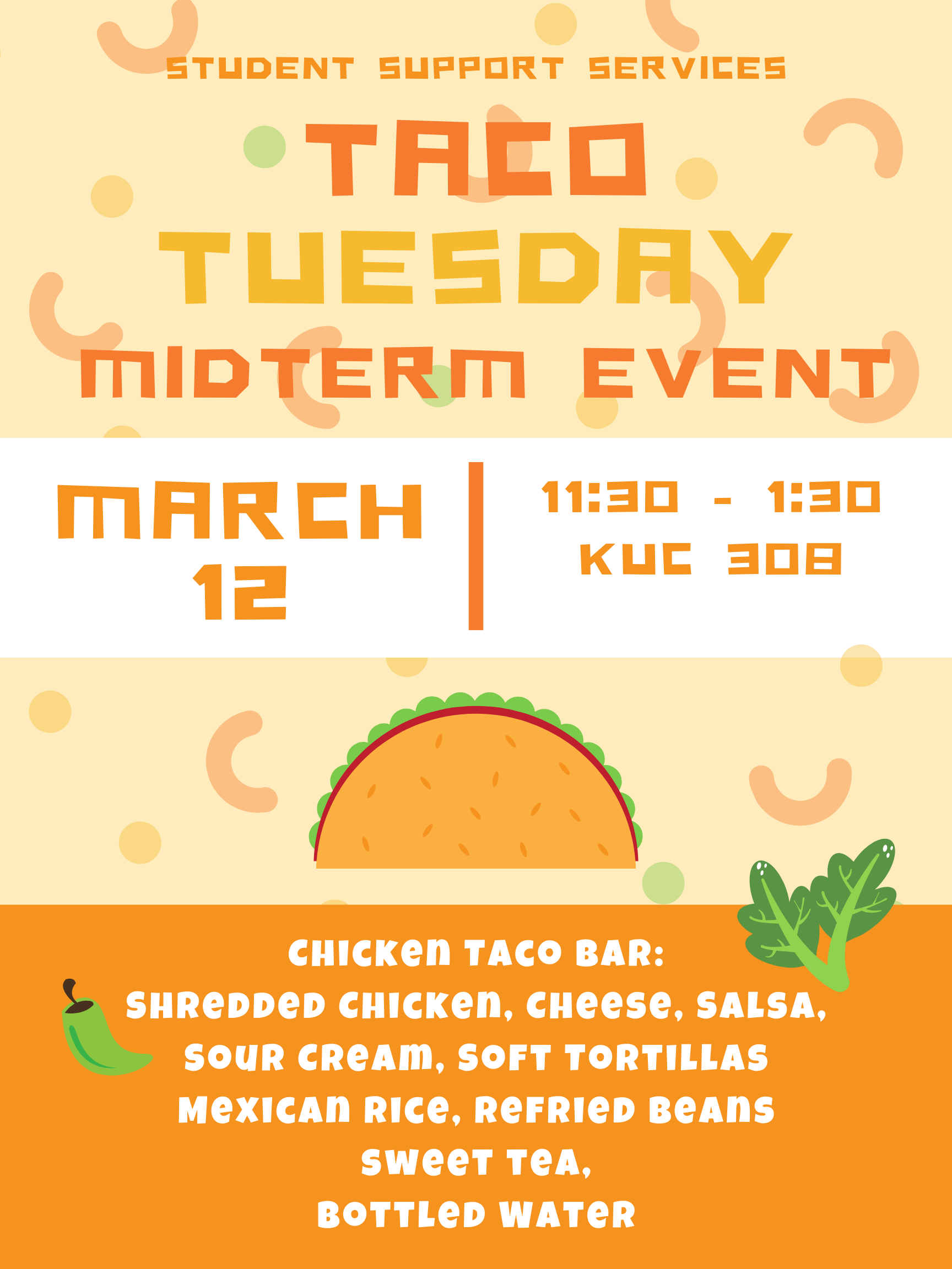 Midterm Review Lunch - March 12th - 11:30a-1:30p - SSS Office