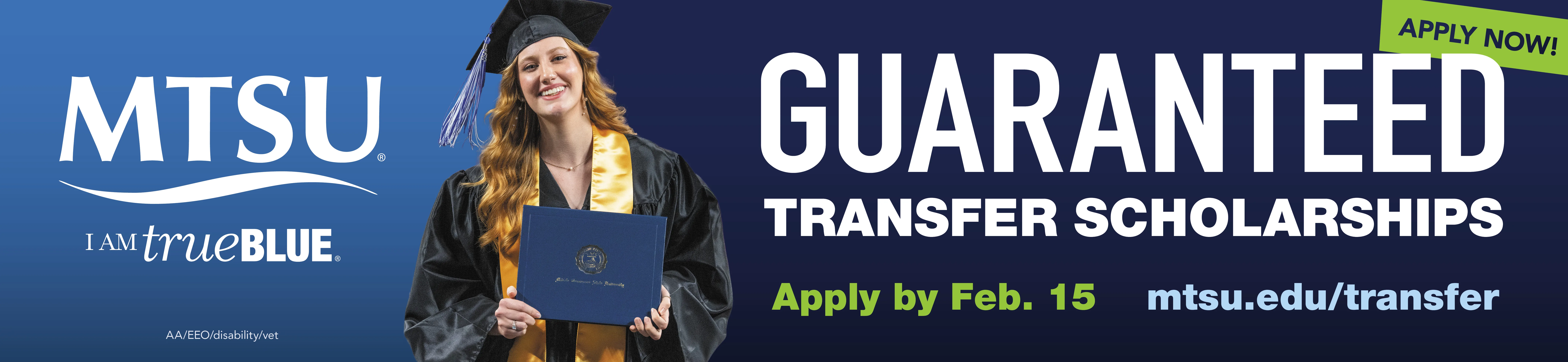 Apply for guaranteed transfer scholarships before Feb. 15!