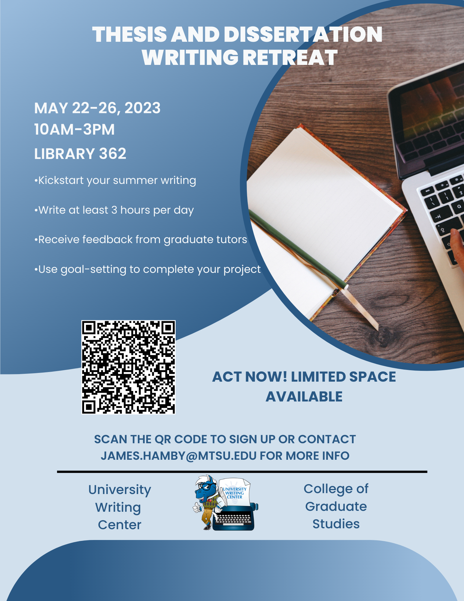 Thesis and dissertation writing retreat flyer